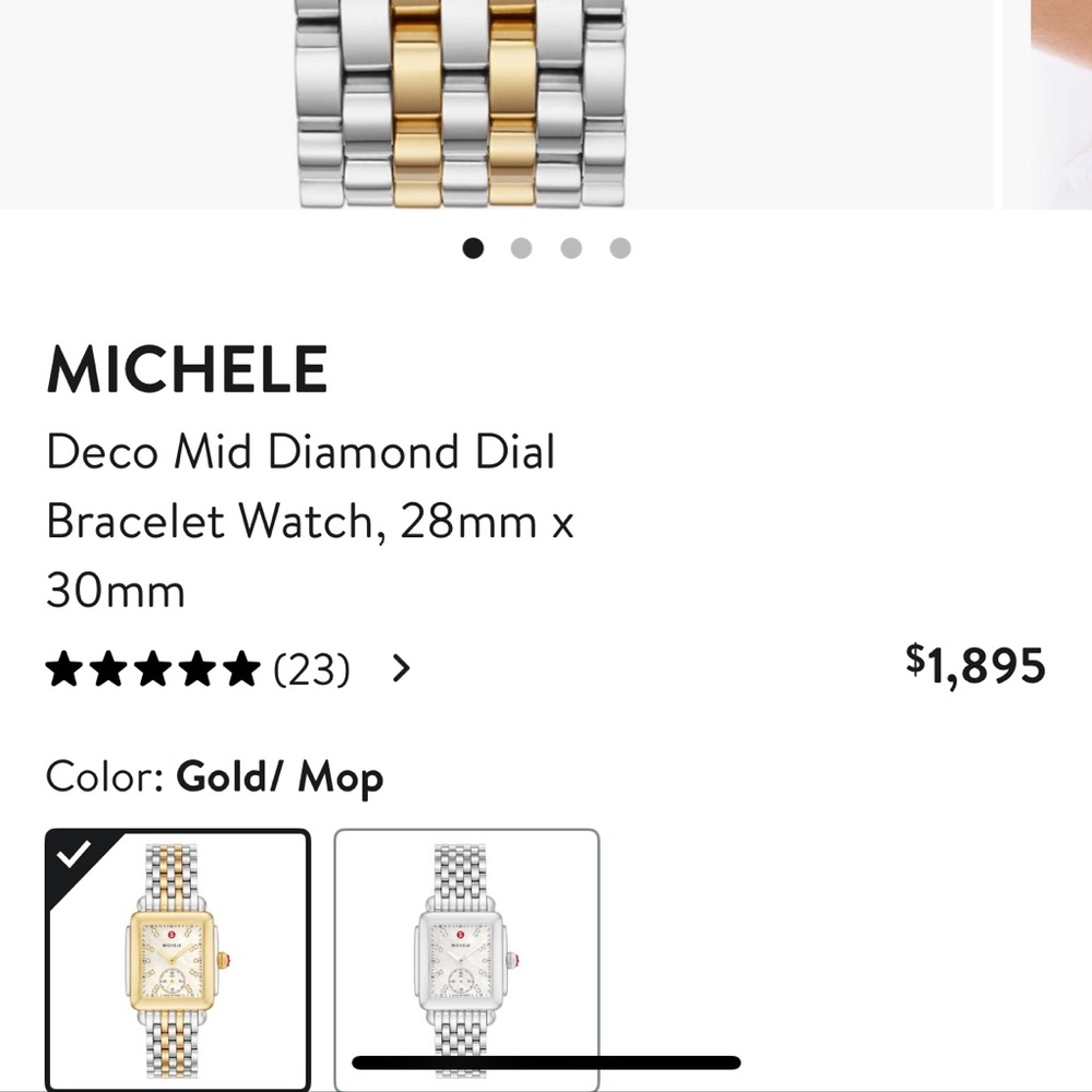 Michele Two-Tone Deco Mid Diamond Dial Watch - Picture 8 of 8